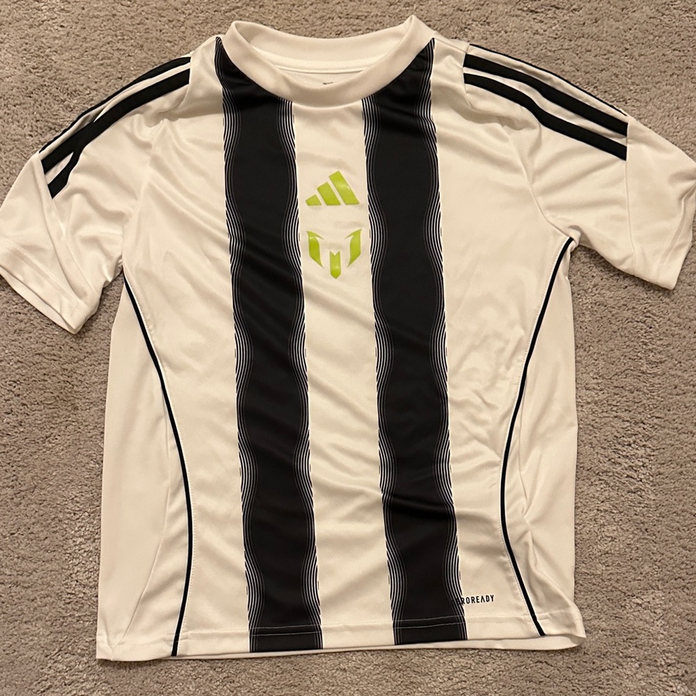 Adidas Kids White and Black Jersey with Neon Accents